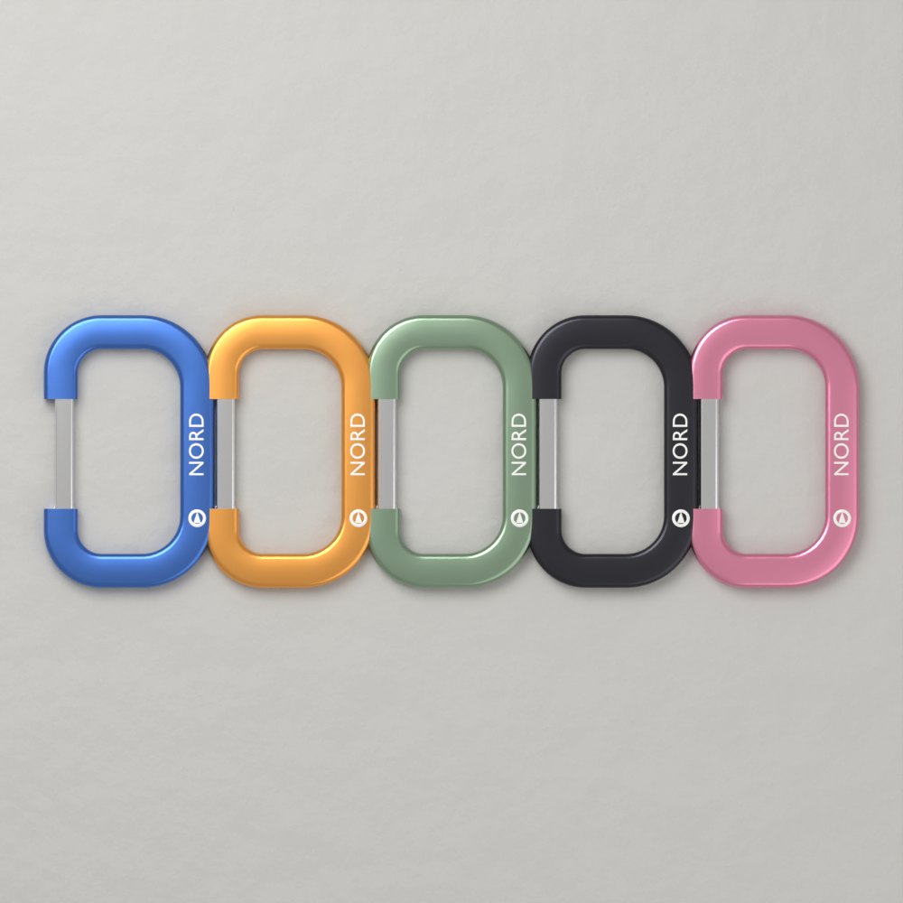 Carabiners, five colours